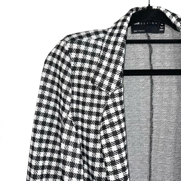 ASOS Long Blazer Black & White Houndstooth Print Preppy Workwear 2 Tall Women’s - Picture 3 of 10
